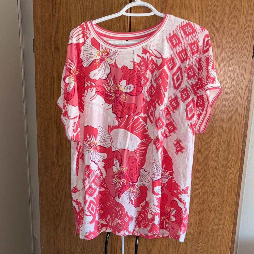 New Olsen Europe Vicose Vibrant Floral Short Sleeve